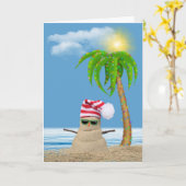 熱帯クリスマスサンドマンとヤシの木 カード (黄色い花)