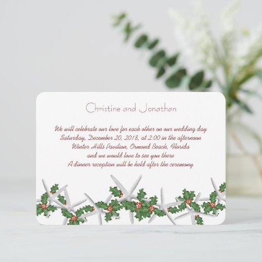 熱帯クリスマススモールスターフィッシュホリー結婚ズ 招待状 (スタンド正面)