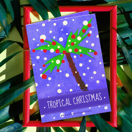 熱帯クリスマスツリーの雪の点メリークリスマス カード