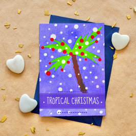 熱帯クリスマスツリーの雪の点、メリークリスマス シーズンポストカード