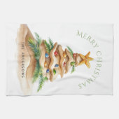 熱帯クリスマスツリーパーソナライズされた キッチンタオル (横)