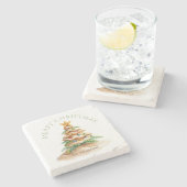 熱帯クリスマスツリーパーソナライズされた ストーンコースター (横)