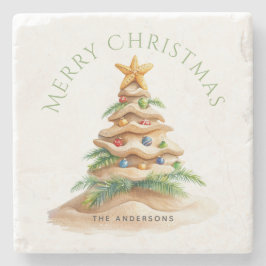 熱帯クリスマスツリーパーソナライズされた ストーンコースター