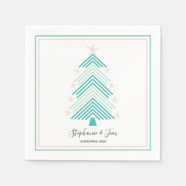熱帯クリスマスツリーピンクヒトデパーティー スタンダードカクテルナプキン