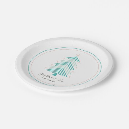 熱帯クリスマスツリーピンクヒトデ ペーパープレート (アングル)