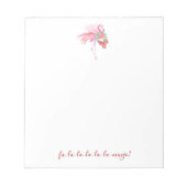 熱帯クリスマスノートパズピンクフラミンゴ ノートパッド (正面)