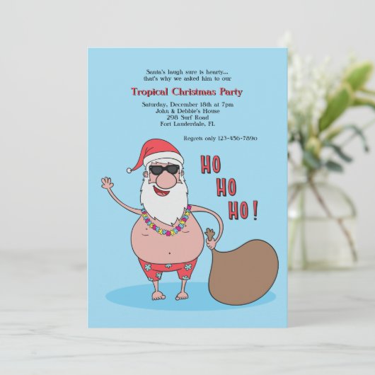 熱帯クリスマスパーティの招待状 招待状 (スタンド正面)
