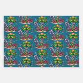 熱帯クリスマスパームツリーパターン ラッピングペーパーシート (正面3)