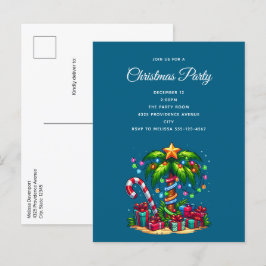 熱帯クリスマスパームツリー インビテーションポストカード