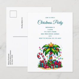 熱帯クリスマスパームツリー インビテーションポストカード