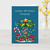 熱帯クリスマスパームツリー カード (黄色い花)