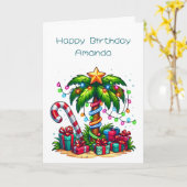 熱帯クリスマスパームツリー カード (黄色い花)