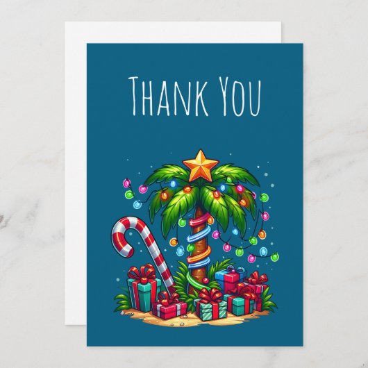 熱帯クリスマスパームツリー サンキューカード (正面/裏面)