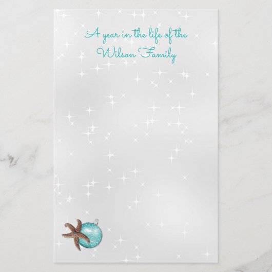 熱帯クリスマスヒトデきらめくシルバー紙 便箋 (正面)