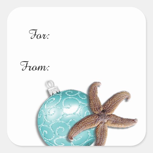 熱帯クリスマスヒトデのギフトシール スクエアシール (正面)