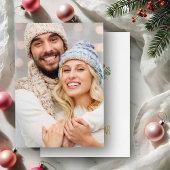 熱帯クリスマスピンクフラミンゴ水色 箔シーズンカード