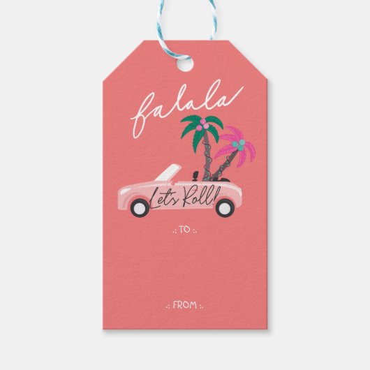 熱帯クリスマスファラがピンク転がクコンバーチブル ギフトタグ (正面)