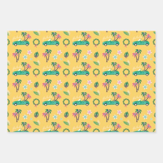 熱帯クリスマスファラがピンク転がクコンバーチブル ラッピングペーパーシート (正面)