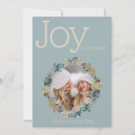 熱帯クリスマスブルーの葉の丸いフォトフレーム