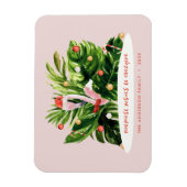 熱帯クリスマスヤシの植物フモダンラミンゴ  マグネット (縦)