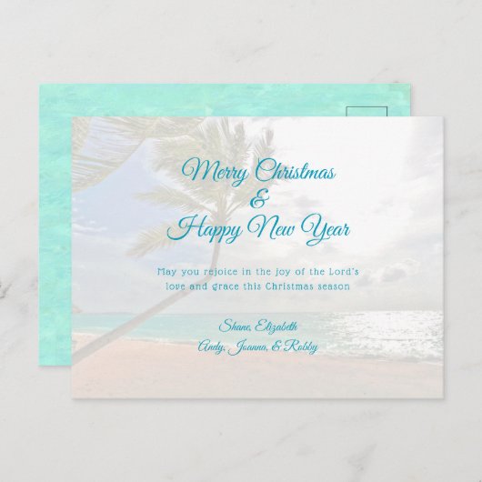 熱帯クリスマス新年のキリスト教メッセージカード シーズンポストカード (正面/裏面)