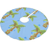 熱帯クリスマス7月のヤシの木の夏のクリスマス ブラッシュドポリエステルツリースカート (アングル)