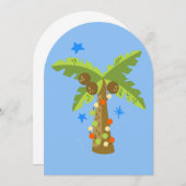 熱帯クリスマス7月のヤシの木の夏のクリスマス 招待状 (正面/裏面)