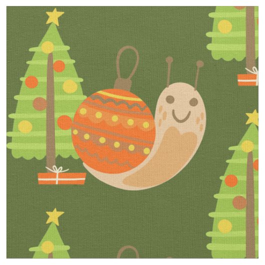 熱帯クリスマス7月カタツムリ夏クリスマス ファブリック (クローズアップ)