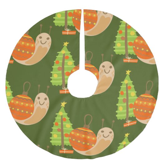 熱帯クリスマス7月カタツムリ夏クリスマス ブラッシュドポリエステルツリースカート (正面)