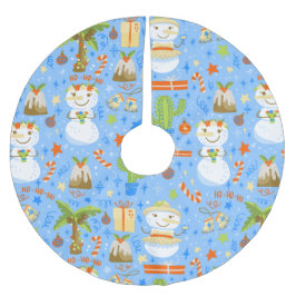 熱帯クリスマス7月雪だるまサボテン夏クリスマス ブラッシュドポリエステルツリースカート