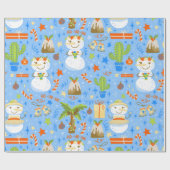 熱帯クリスマス7月雪だるまサボテン夏クリスマス ラッピングペーパー (フラット)