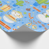 熱帯クリスマス7月雪だるまサボテン夏クリスマス ラッピングペーパー (角)