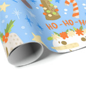 熱帯クリスマス7月雪だるまサボテン夏クリスマス ラッピングペーパー (ロールコーナー)