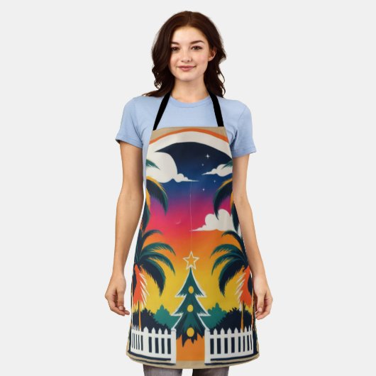 熱帯クリスマス エプロン (着用した状態)