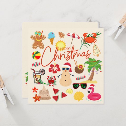 熱帯クリスマス カード (正面/裏面インサイチュ)