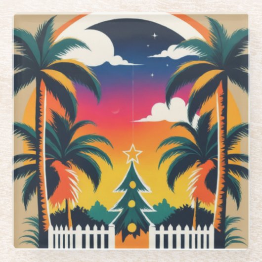 熱帯クリスマス ガラスコースター (正面)