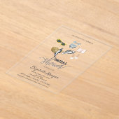 熱帯クールビーチブライダルシャワー アクリル招待状 (レイダウン)