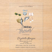 熱帯クールビーチブライダルシャワー アクリル招待状 (正面)