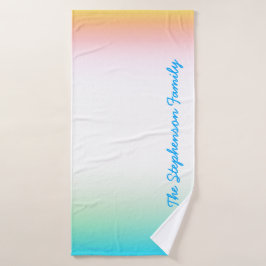 熱帯クール青白グラデーションと青文字 バスタオルセット