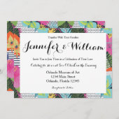 熱帯グラモダンフィックフローラ結婚式招待状 招待状 (正面/裏面)