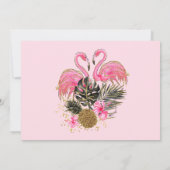 熱帯グリッターのピンクのフラミンゴの大学トランクのパーティー 招待状 (裏面)