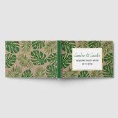 熱帯グリーンと葉金ゴールド素朴結婚性 ゲストブック (全面)