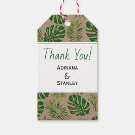熱帯グリーンと金ゴールド素朴結婚の感謝 ギフトタグ