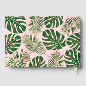 熱帯グリーンと金ゴールド離れ赤面ピンク結婚ズ ゲストブック (裏面)