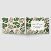 熱帯グリーンと金ゴールド離れ赤面ピンク結婚ズ ゲストブック (全面)