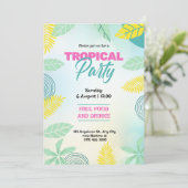 熱帯グリーンと黄色の夏のパーティー 招待状