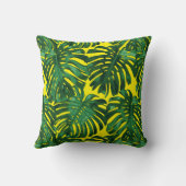 熱帯グリーンイエロージャングル葉のパターン クッション (裏面)