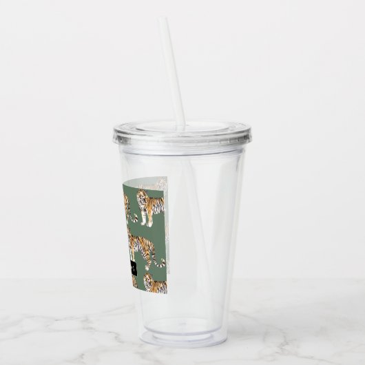 熱帯グリーンウォーターのタイガースの名前 アクリルタンブラー (左)