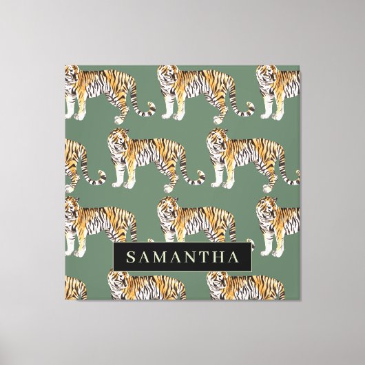 熱帯グリーンウォーターのタイガースの名前 キャンバスプリント (正面)