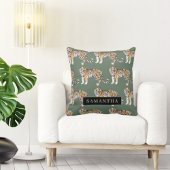 熱帯グリーンウォーターのタイガースの名前 クッション